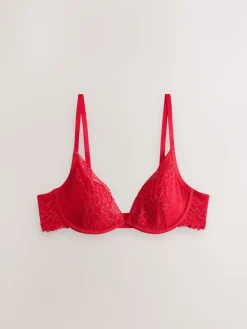 Next Pad Plunge A-E Lace Bra Red
