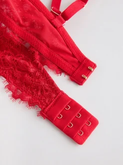 Next Pad Plunge A-E Lace Bra Red