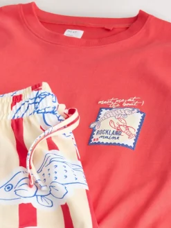 Next Red Stripe Fish Jersey Short Sleeve Pyjamas Discount