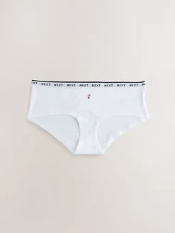 Next Short Cotton Logo Knickers 7 Pack Red Tablescape Print New