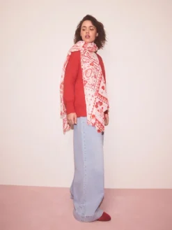 Next Red Valentine Patchwork Lightweight Scarf New