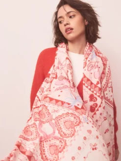 Next Red Valentine Patchwork Lightweight Scarf New