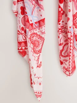 Next Red Valentine Patchwork Lightweight Scarf New
