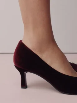 Next Red Velvet Forever Comfort Jewel Trim Pointed Court Heels Clearance