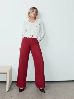 Next Red Wide Leg Jeans Clearance
