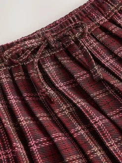 Next Pleated Pull On Mini Skirt Red/Pink Check