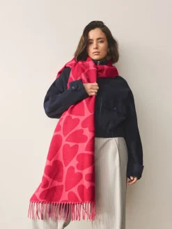 Next Red/Pink Heart Print Midweight Scarf