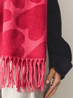 Next Red/Pink Heart Print Midweight Scarf