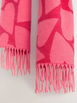 Next Red/Pink Heart Print Midweight Scarf