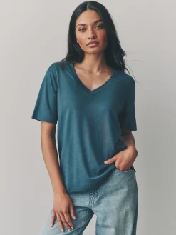 Next Modal Slouch Short Sleeve T-Shirt 3 Pack Red/Teal New