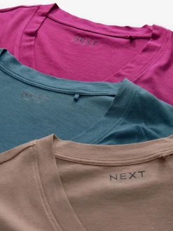 Next Modal Slouch Short Sleeve T-Shirt 3 Pack Red/Teal New