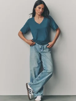 Next Modal Slouch Short Sleeve T-Shirt 3 Pack Red/Teal New