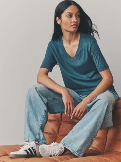 Next Modal Slouch Short Sleeve T-Shirt 3 Pack Red/Teal New