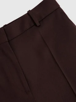 Reiss Solene Wool-Blend Wide-Leg Suit Trousers Aubergine Discount