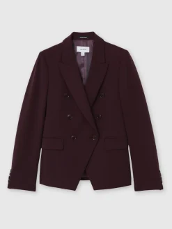 Reiss Gabi Double-Breasted Suit Blazer Berry Outlet