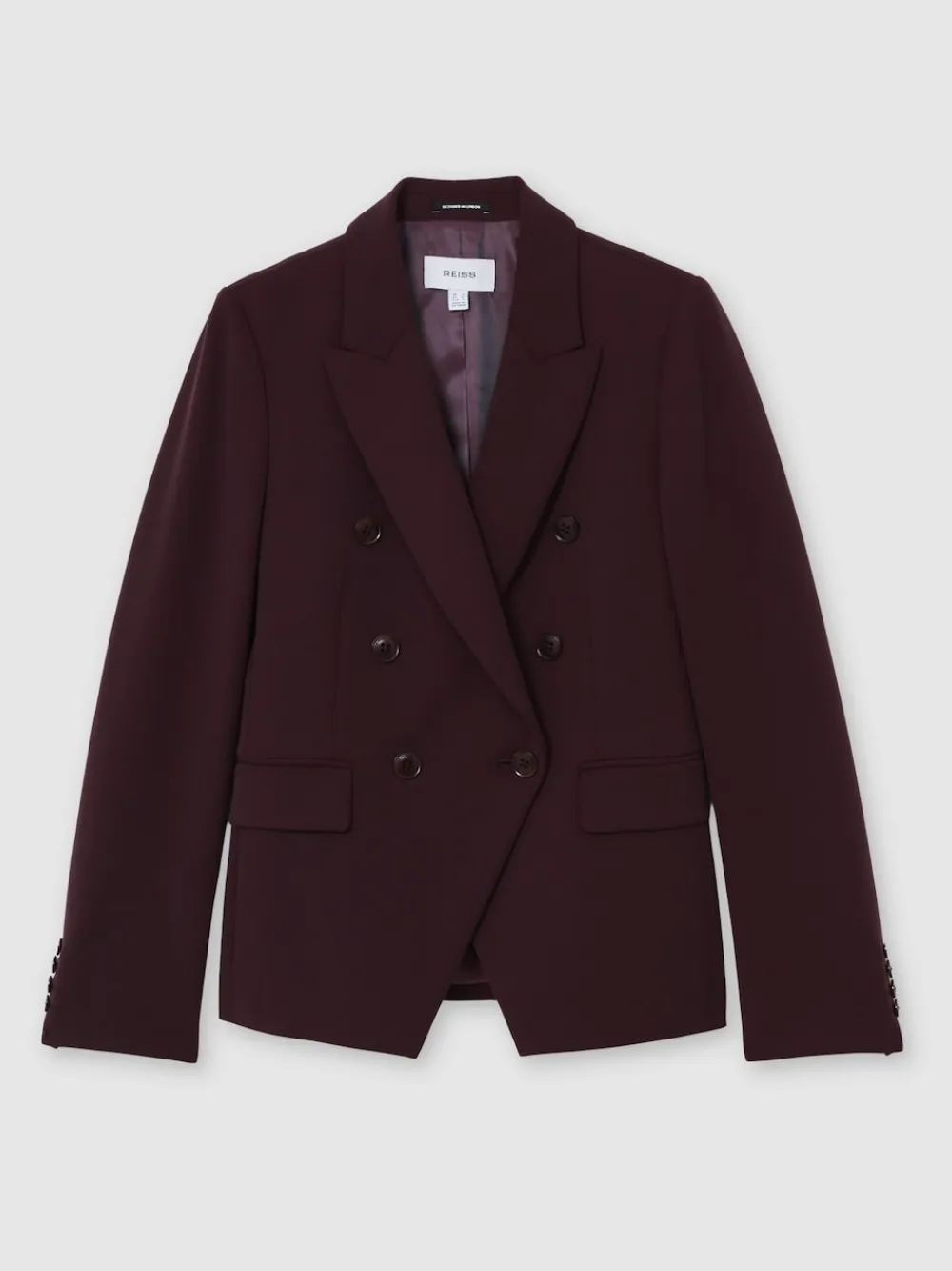 Reiss Gabi Petite Double-Breasted Suit Blazer Berry New