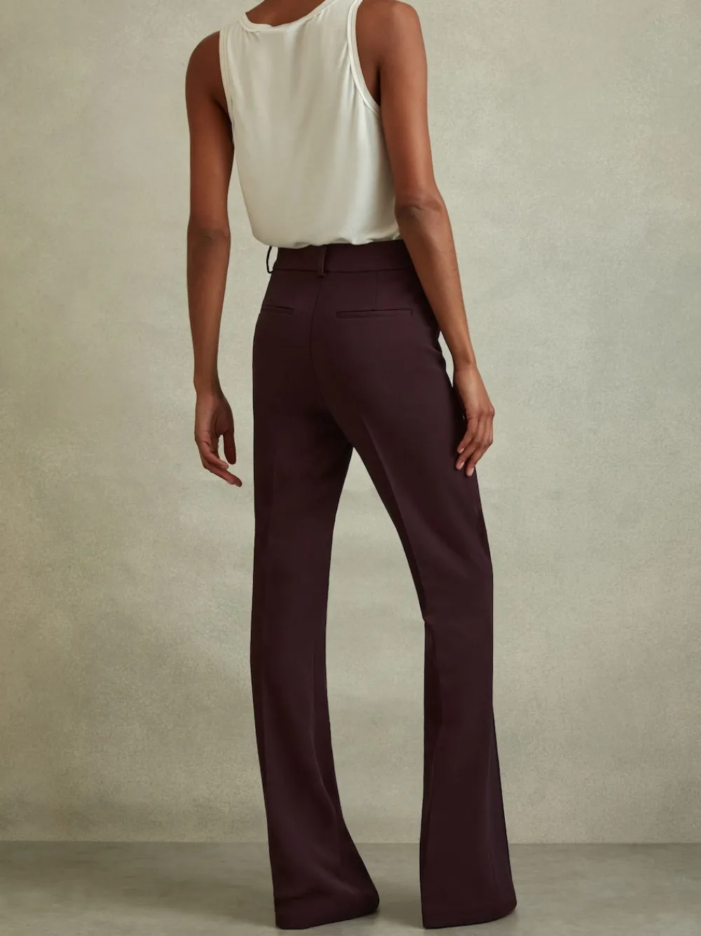 Reiss Gabi Petite Flared Suit Trousers Berry