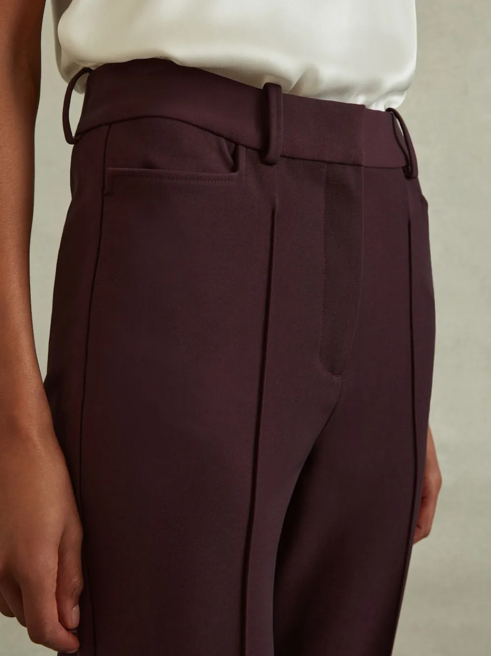 Reiss Gabi Petite Flared Suit Trousers Berry