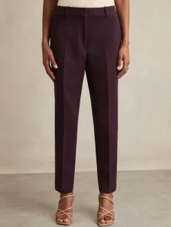 Reiss Gabi Petite Slim-Fit Suit Trousers Berry