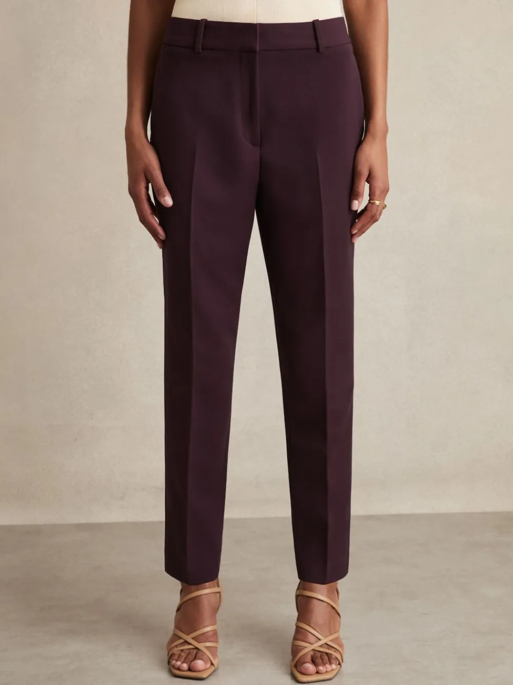 Reiss Gabi Petite Slim-Fit Suit Trousers Berry