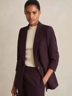 Reiss Gabi Petite Tailored Single Breasted Suit Blazer Berry Online