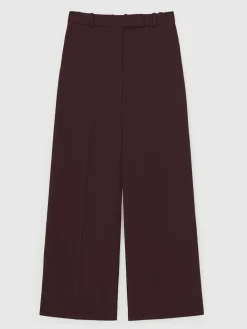 Reiss Gabi Petite Wide-Leg Suit Trousers Berry