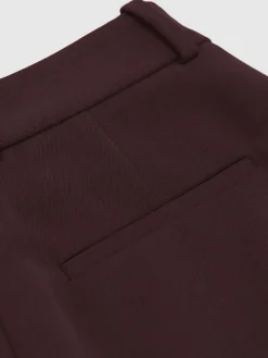 Reiss Gabi Petite Wide-Leg Suit Trousers Berry