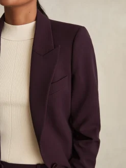 Reiss Gabi Tailored Single Breasted Suit Blazer Berry Best