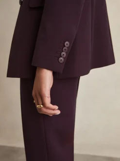 Reiss Gabi Tailored Single Breasted Suit Blazer Berry Best
