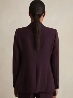 Reiss Gabi Tailored Single Breasted Suit Blazer Berry Best