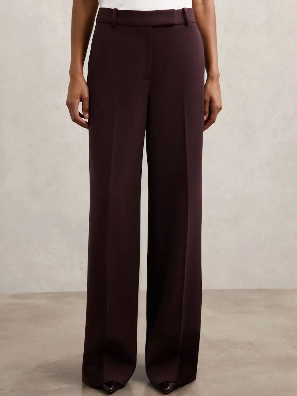 Reiss Gabi Wide-Leg Suit Trousers Berry New