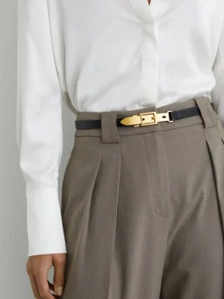 Reiss Black Cora Leather Buckle-Hardware Belt Hot