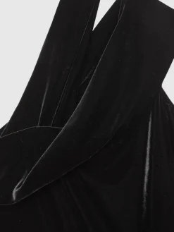 Reiss Black Daria Petite Velvet One-Shoulder Wide-Leg Jumpsuit Sale