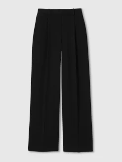 Reiss Eden Elasticated-Waist Wide-Leg Twill Trousers Black Online