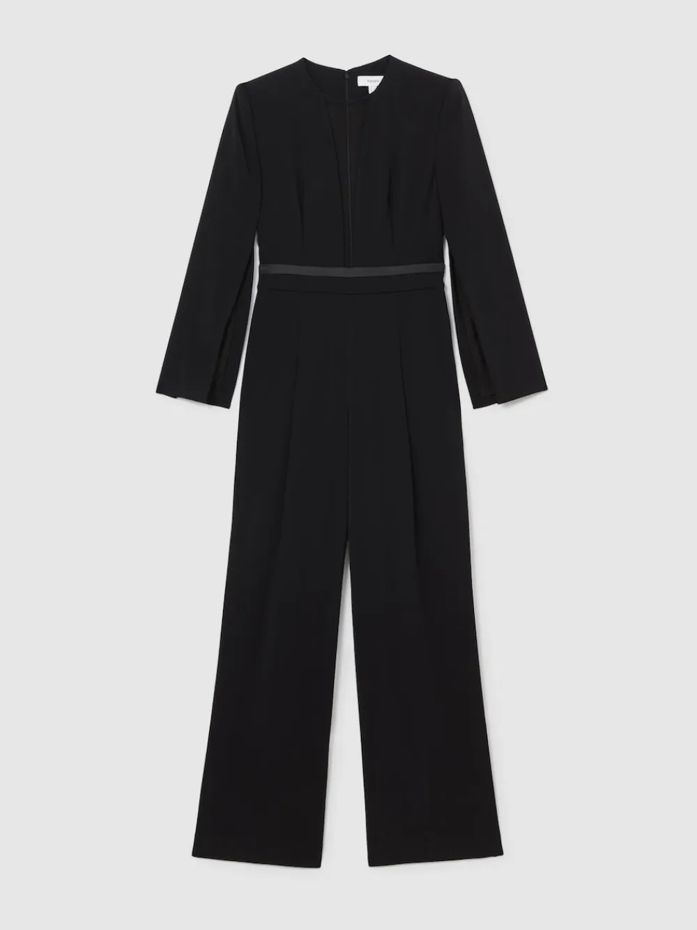 Reiss Evora Plunge-Neck Split-Sleeve Jumpsuit Black