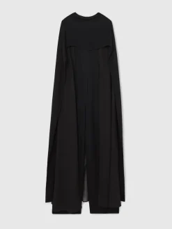 Reiss Farley Wide-Leg Cape Jumpsuit Black Hot