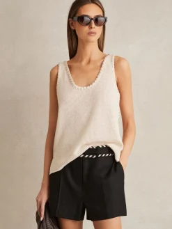 Reiss Fawn Linen Whipstitch Shorts Black Online