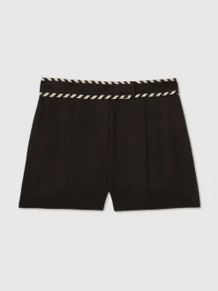 Reiss Fawn Linen Whipstitch Shorts Black Online