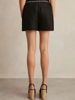 Reiss Fawn Linen Whipstitch Shorts Black Online
