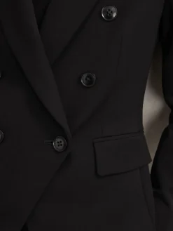 Reiss Gabi Double-Breasted Suit Blazer Black Hot