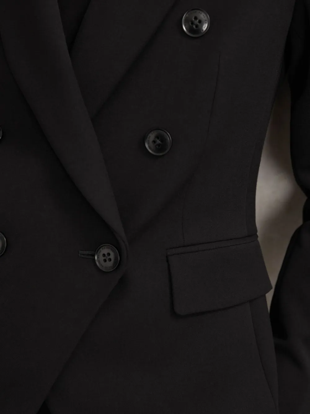 Reiss Gabi Double-Breasted Suit Blazer Black Hot