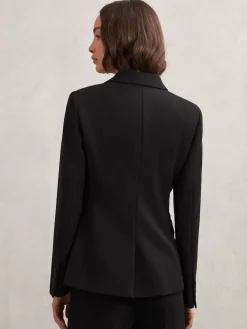 Reiss Gabi Double-Breasted Suit Blazer Black Hot