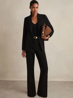 Reiss Gabi Petite Flared Suit Trousers Black Sale