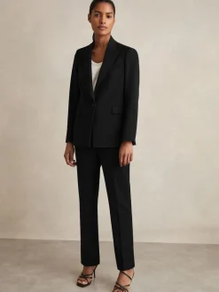 Reiss Gabi Petite Tailored Single Breasted Suit Blazer Black Best