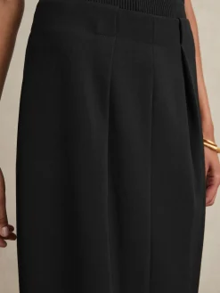 Reiss Gabi Tailored Midi Suit Skirt Black Discount