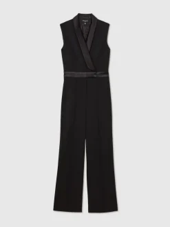 Reiss Black Gaia Atelier Wide-Leg Tuxedo Jumpsuit Best