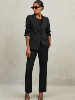 Reiss Haisley Petite Single Breasted Suit Blazer Black Outlet