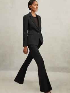 Reiss Haisley Wool-Blend Tailored Flared Suit Trousers Black Online