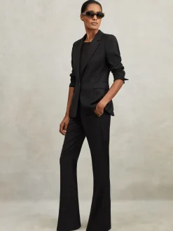 Reiss Haisley Wool-Blend Tailored Flared Suit Trousers Black Online