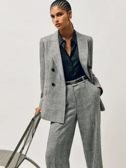 Reiss Hayley Leather Square Hinge Belt Black Outlet